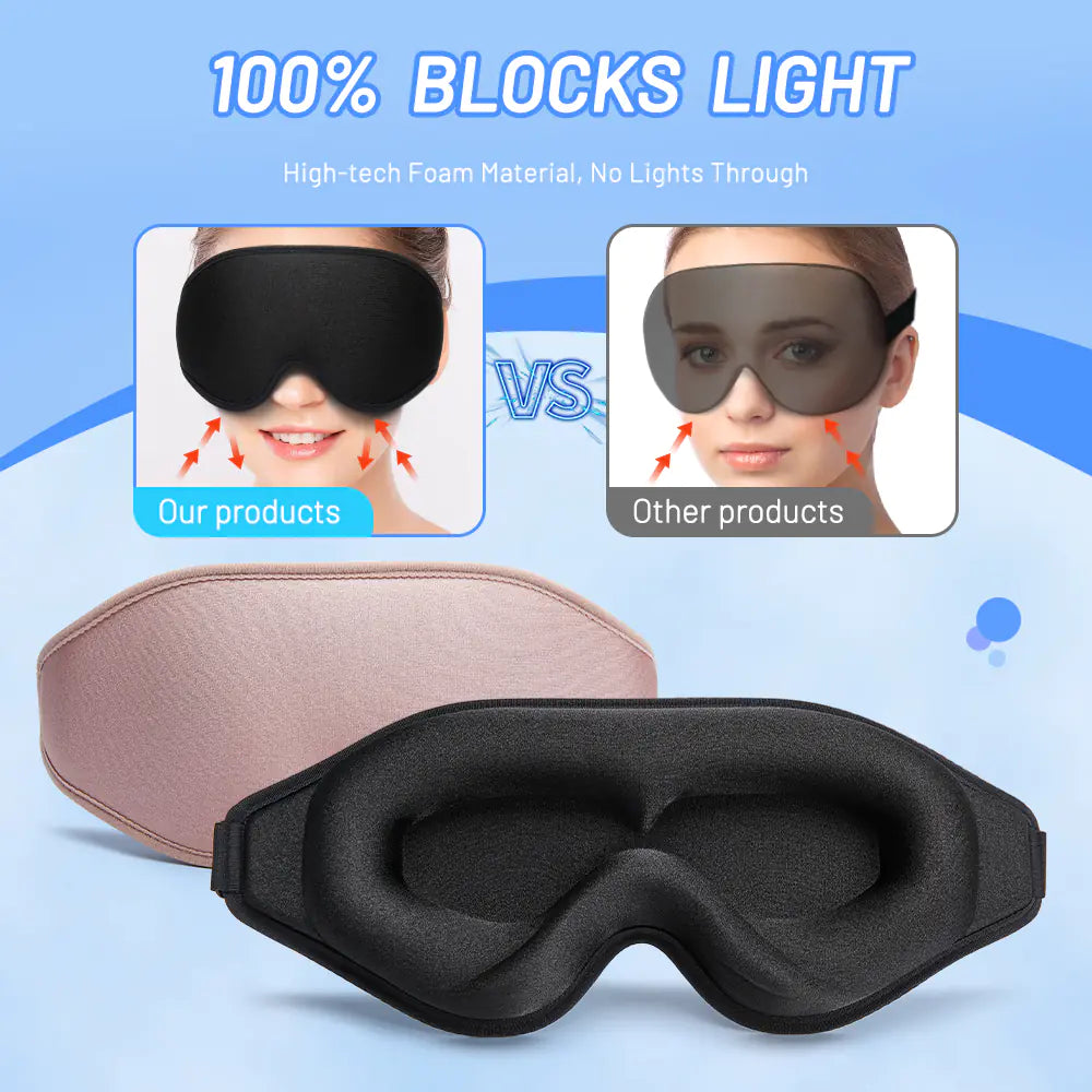 3D Memory Foam Sleep Eye Mask – 100% Light Blocking for Deeper Sleep