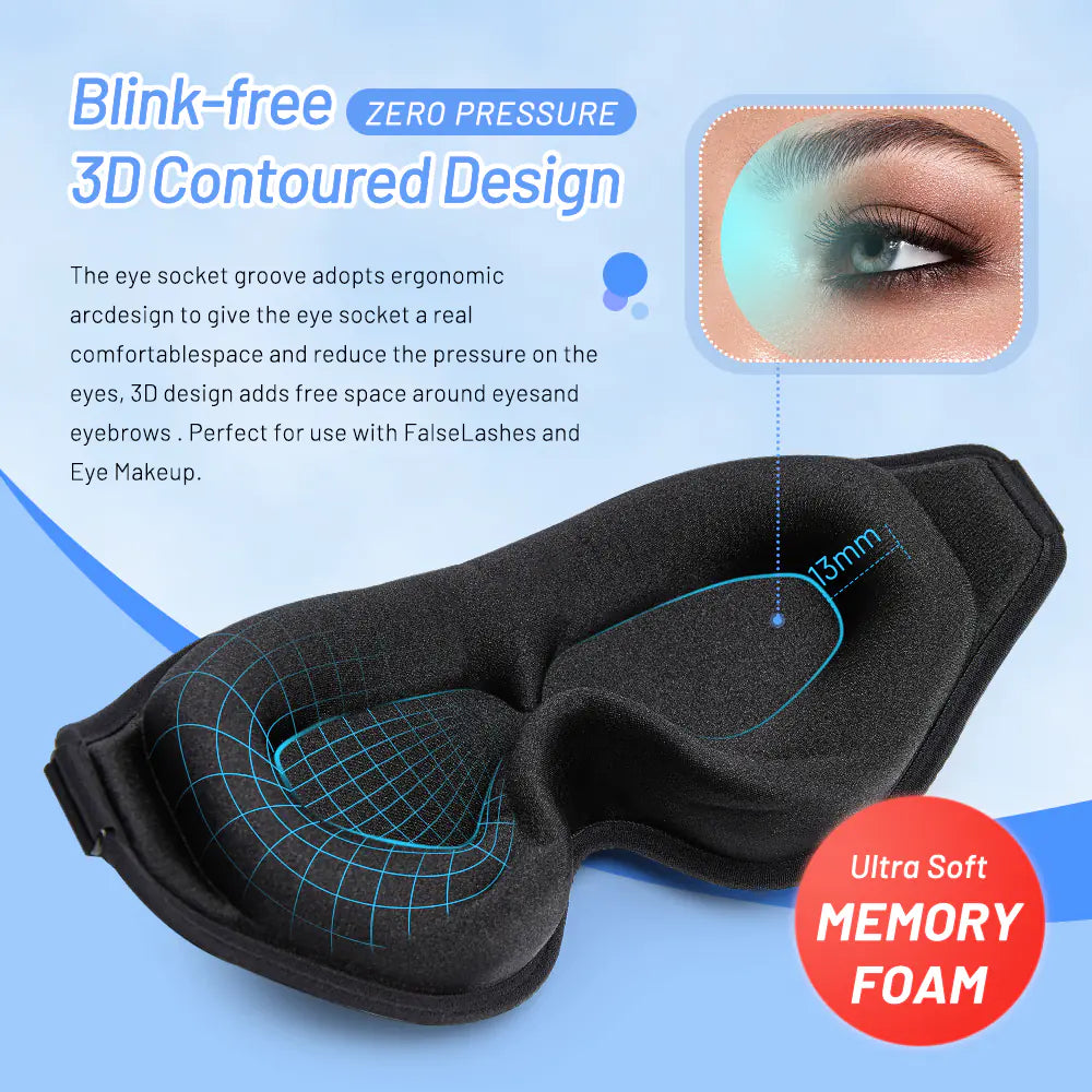 3D Memory Foam Sleep Eye Mask – 100% Light Blocking for Deeper Sleep