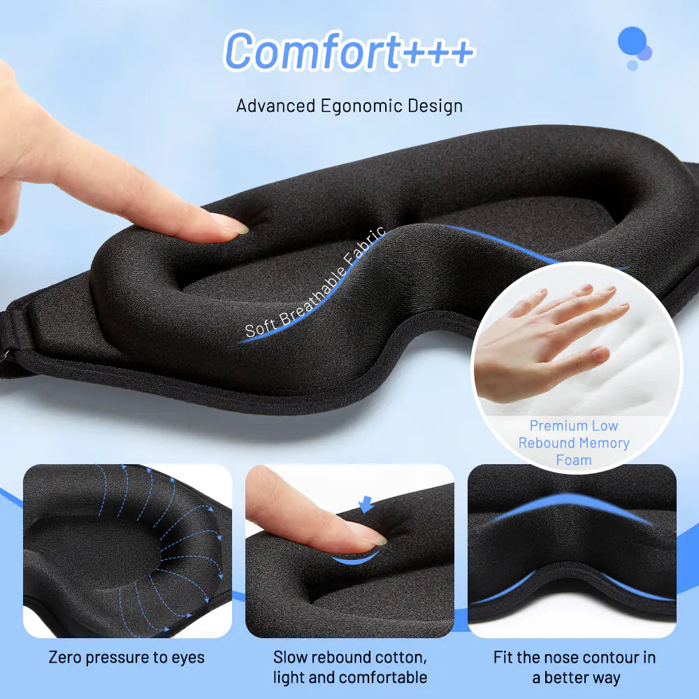 3D Memory Foam Sleep Eye Mask – 100% Light Blocking for Deeper Sleep